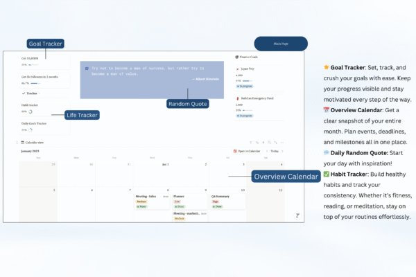 Digital Brain - All in One Life Planner NOTION