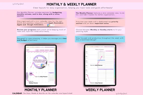 All-in-One Digital Planner Portrait Version 2025, 2026, 2027